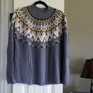 Fair isle mock turtleneck sweater